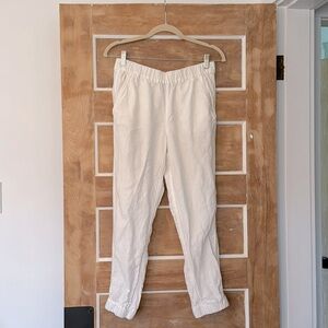 J. Crew White Linen Easy Pant